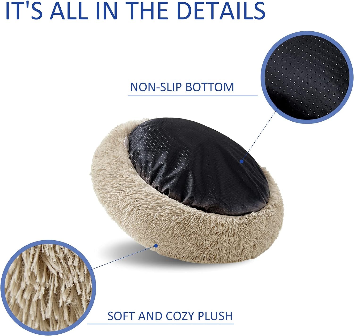 Ultimate Comfort for Your Pup: Washable Large Donut Dog Bed - Cozy Round Cuddler for Medium Dogs